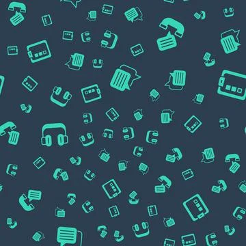 Set Speech bubble chat, Telephone conversation, Headphones and Online quiz, test Illustrazione stock