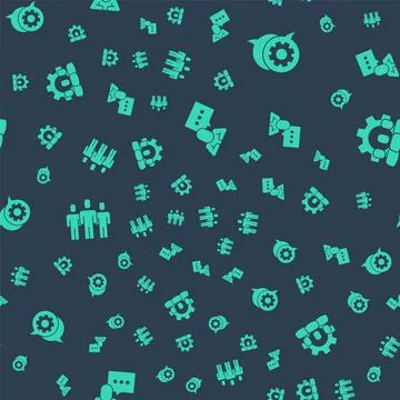 Set Speech bubble chat, , Users group and Project team base on seamless pattern Stock Illustration