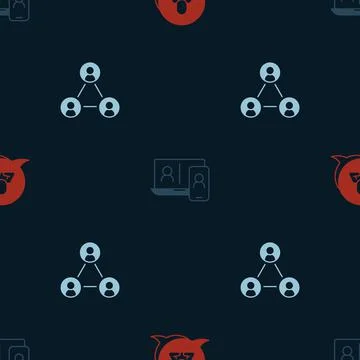 Set Speech bubble chat, Video conference and Meeting on seamless pattern. Vector Stock Illustration