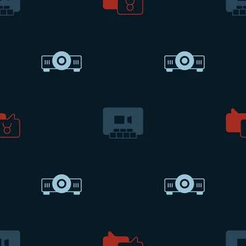 Set Speech bubble chat, Video conference and Movie, film, media projector on Illustrazione stock