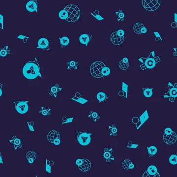 Set Speech bubble chat, Web camera, Video conference and on seamless pattern Stock Illustration