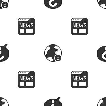Set Speech bubble chat, World news and News on seamless pattern. Vector Stock Illustration