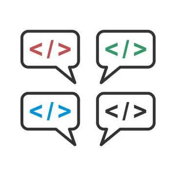 Set Speech Bubble Coding Icon Logo Template Illustration Design. Vector EPS 1 Stock Illustration