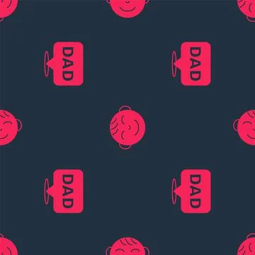 Set Speech bubble dad and Little boy head on seamless pattern. Vector Stock Illustration