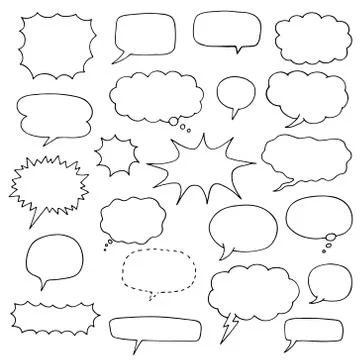 Set of speech bubble doodles. collection of comic elements Stock Illustration