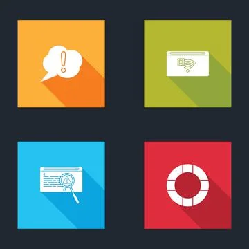 Set Speech bubble Exclamation, No Internet connection, System bug concept and Illustrazione stock