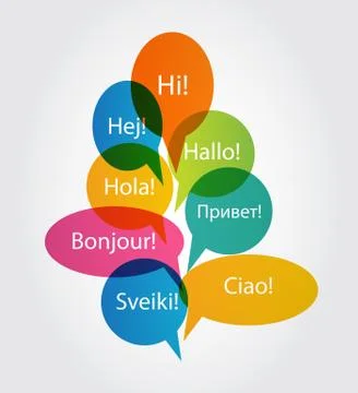 Set of Speech Bubble with Hello Word on Different Languages (Dan Illustrazione stock
