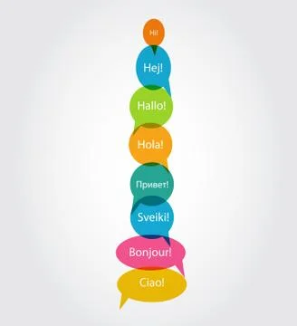 Set of Speech Bubble with Hello Word on Different Languages (Dan Illustrazione stock