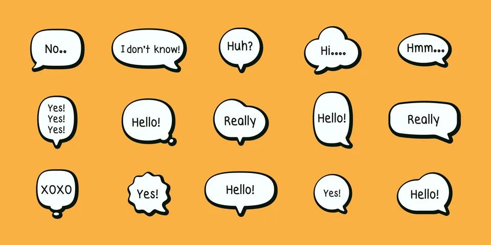 Set of speech bubble icons. Chat bubbles isolated on orange background. Cha.. Stockillustratie