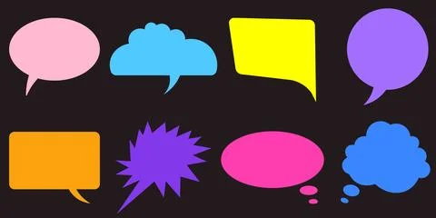 Set of speech bubble isolated on black background for chat illustration Stock Illustration