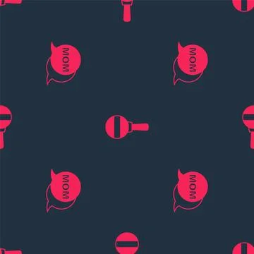 Set Speech bubble mom and Rattle baby toy on seamless pattern. Vector Stock Illustration