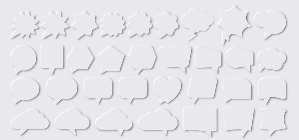 Set of speech bubble shaped. Neumorphic UI Design Elements. Vector illustra.. イラスト素材