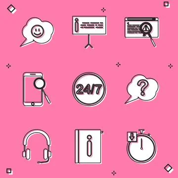 Set Speech bubble with smile face, Information, System bug concept, Mobile phone Illustrazione stock