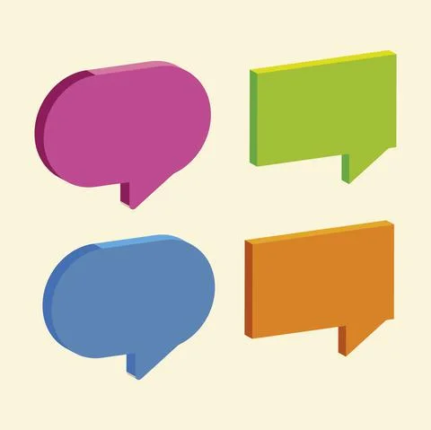 Set of speech bubble talk social media icons Stock Illustration