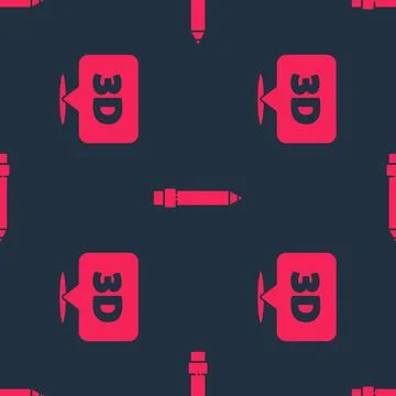 Set Speech bubble with text 3D and Pencil with eraser on seamless pattern 스톡 일러스트