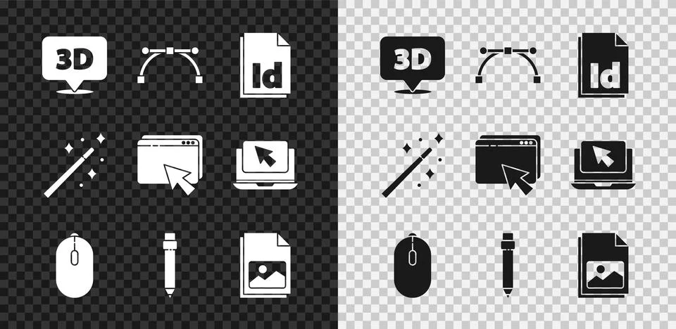 Set Speech bubble with text 3D, Bezier curve, ID File document, Computer mouse Illustrazione stock