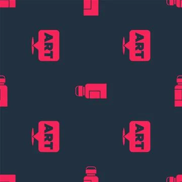 Set Speech bubble with text art and Paint, gouache, jar, dye on seamless pattern Stock Illustration