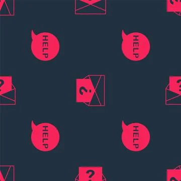 Set Speech bubble with text Help and Envelope question mark on seamless pattern Stock Illustration