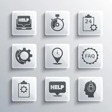 Set Speech bubble with text Help, Support operator in touch, Label FAQ, Location Illustrazione stock