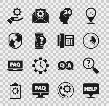 Set Speech bubble with text Help, Unknown search, Time Management, Support Stock Illustration