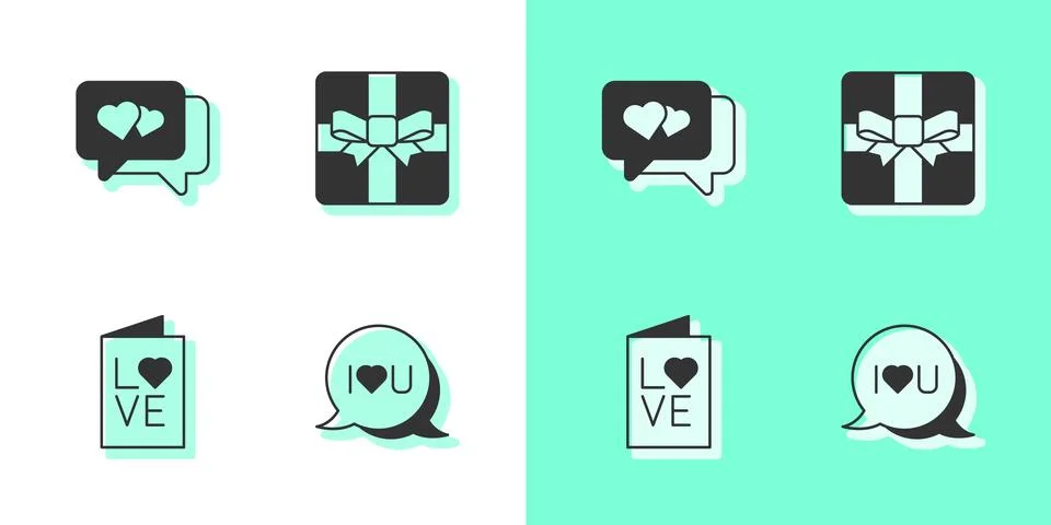 Set Speech bubble text I love you, Heart in speech, Valentines day party fl.. Stock Illustration