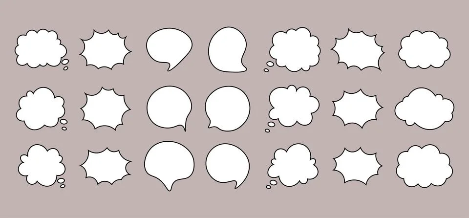 Set of speech bubble text, social media chat, message box. Empty text bubbl.. Illustrazione stock