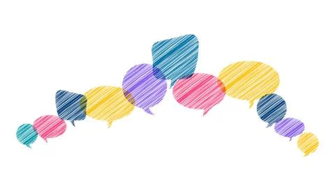 Set of speech bubble text with trendy scribble texture. Chatting box, messa.. Stock Illustration