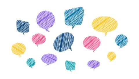 Set of speech bubble text with trendy scribble texture. Chatting box, messa.. Stock Illustration