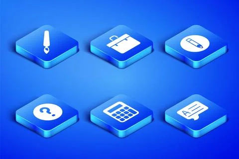 Set Speech bubbles with Answer, Paint brush, Calculator, Question, Briefcase and Stock Illustration