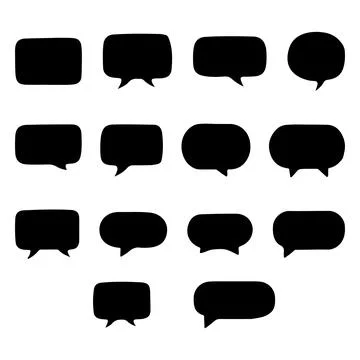 Set of speech bubbles black color, Speech bubble black silhouette Stock Illustration