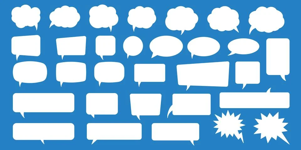 Set of speech bubbles. Blank empty vector white speech bubbles. Stock Illustration