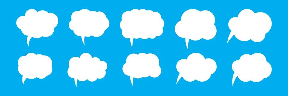 Set of speech bubbles. Blank empty vector white speech bubbles. Stock Illustration
