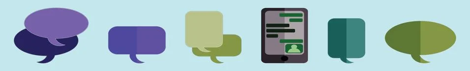 Set of speech bubbles cartoon icon design template with various models. Stock Illustration