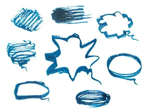 Set of speech bubbles, circle  grunge border Stock Illustration