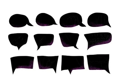 Set of speech bubbles. collection of hand drawn dialog clouds elements. Vecto 스톡 일러스트