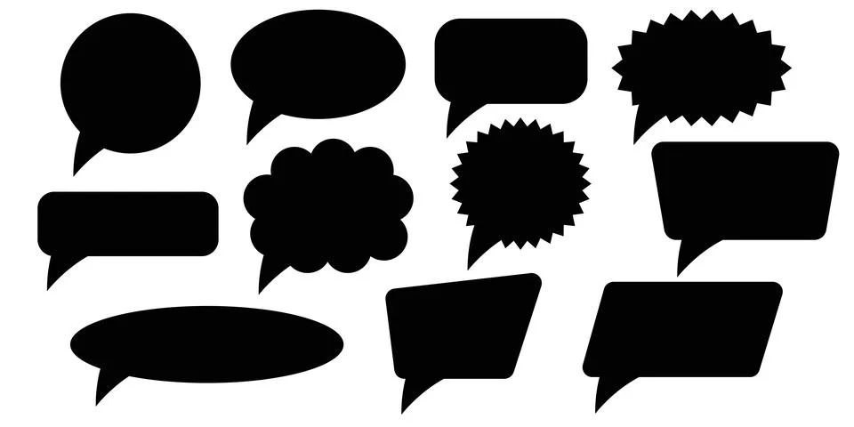 Set of speech bubbles. Conversation bubble. Blank vector black speech bubbles Stock Photos