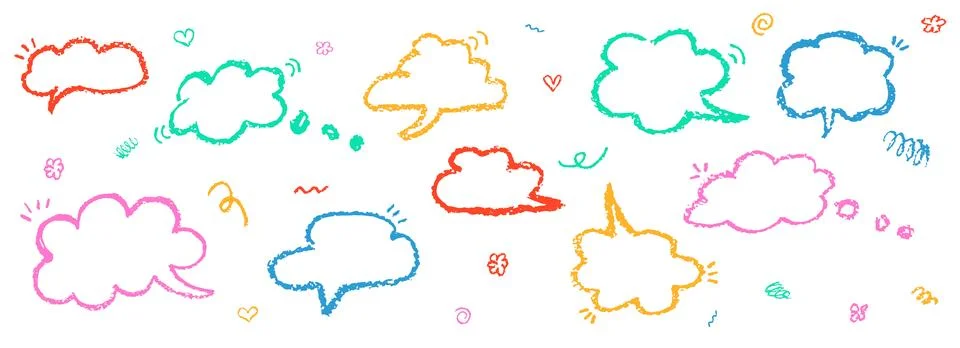 Set of speech bubbles in the form of clouds sky. Comic frame templates for Stock-Illustration