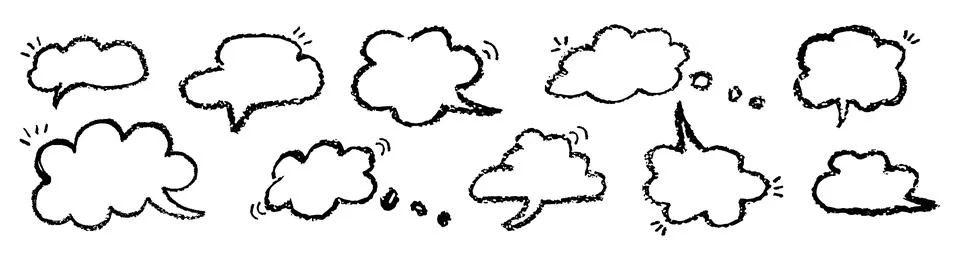 Set of speech bubbles in the form of clouds sky. Comic frame templates for Stock Illustration