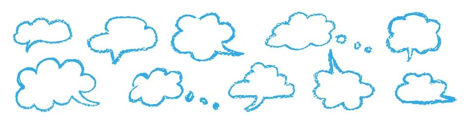 Set of speech bubbles in the form of clouds sky. Comic frame templates for Stock Illustration