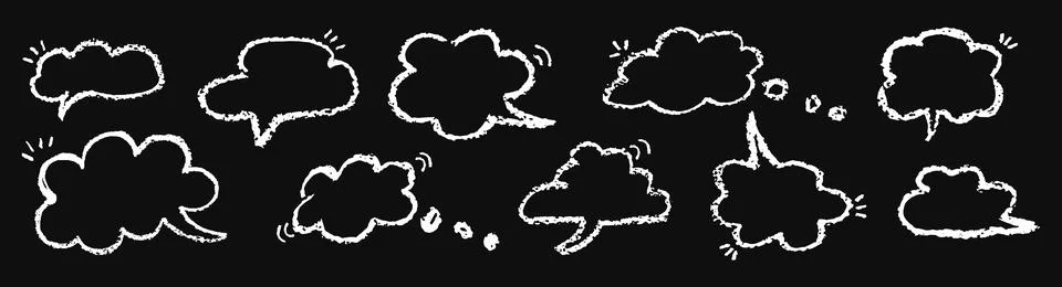 Set of speech bubbles in the form of clouds sky. Comic frame templates for Stock Illustration
