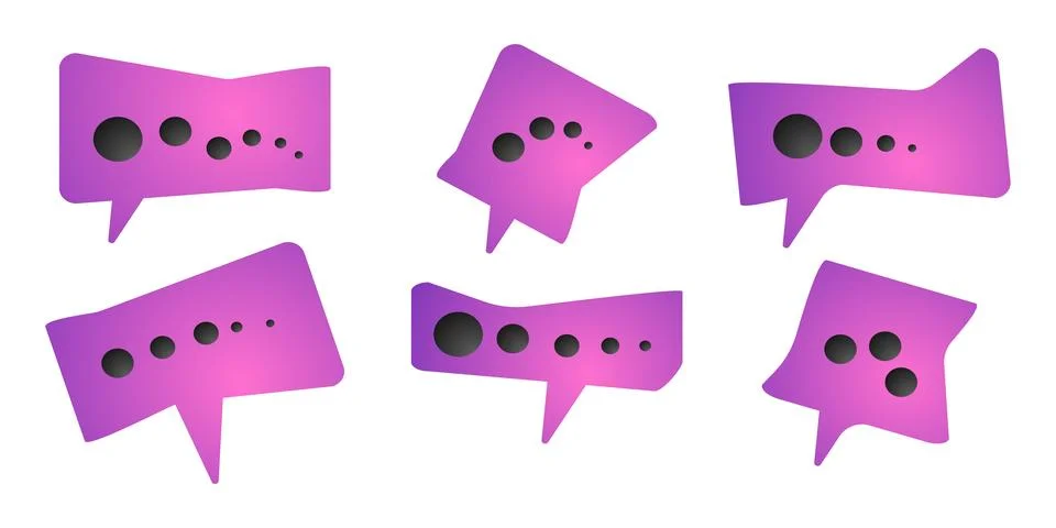 Set of speech bubbles with gradient. Conversations, discussions and help. Stock Illustration