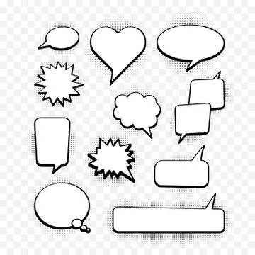 Set of speech bubbles. Halftone shadows. Vector stock illustration Illustrazione stock