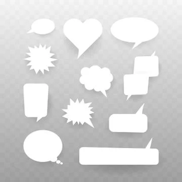 Set of speech bubbles. Halftone shadows. Vector stock illustration Illustrazione stock