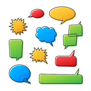 Set of speech bubbles. Halftone shadows. Vector stock illustration Illustrazione stock