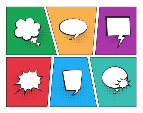 Set of speech bubbles. Halftone shadows isolated. Vector illustration Stock Illustration