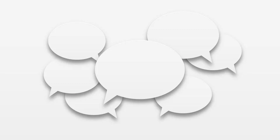 Set of speech bubbles icons. Vector illustration of white speech bubbles on.. Stock Illustration