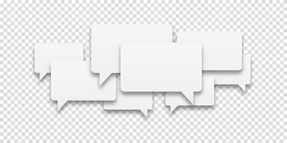 Set of speech bubbles icons. White speech bubbles on a transparent backgrou.. Stock Illustration