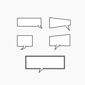 Set of Speech bubbles linear icons in shape rectangle Stock Illustration