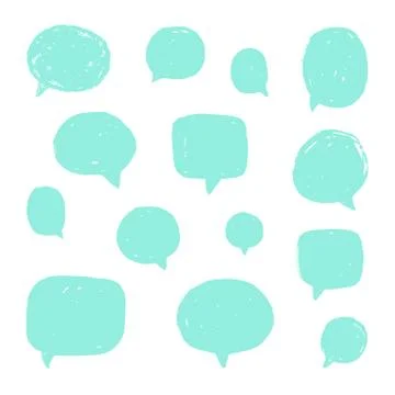 Set of speech bubbles with old grunge texture. Stock Illustration