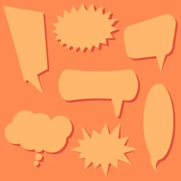 Set of speech bubbles on a orange background Illustrazione stock